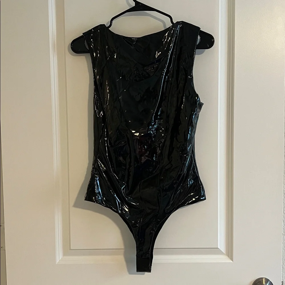 Princess Polly Bartillo Faux Leather Bodysuit Black Size 8 - Picture 5 of 5